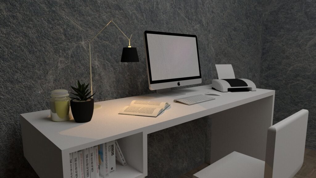 Calm, organized workspace.