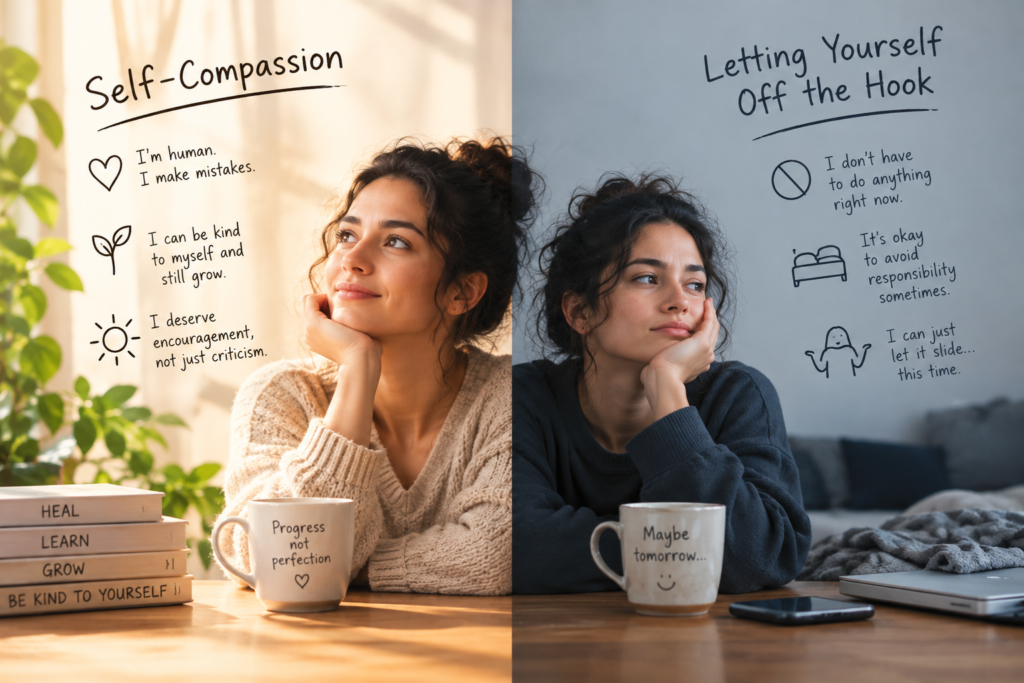 self compassion vs letting yourself off the hook